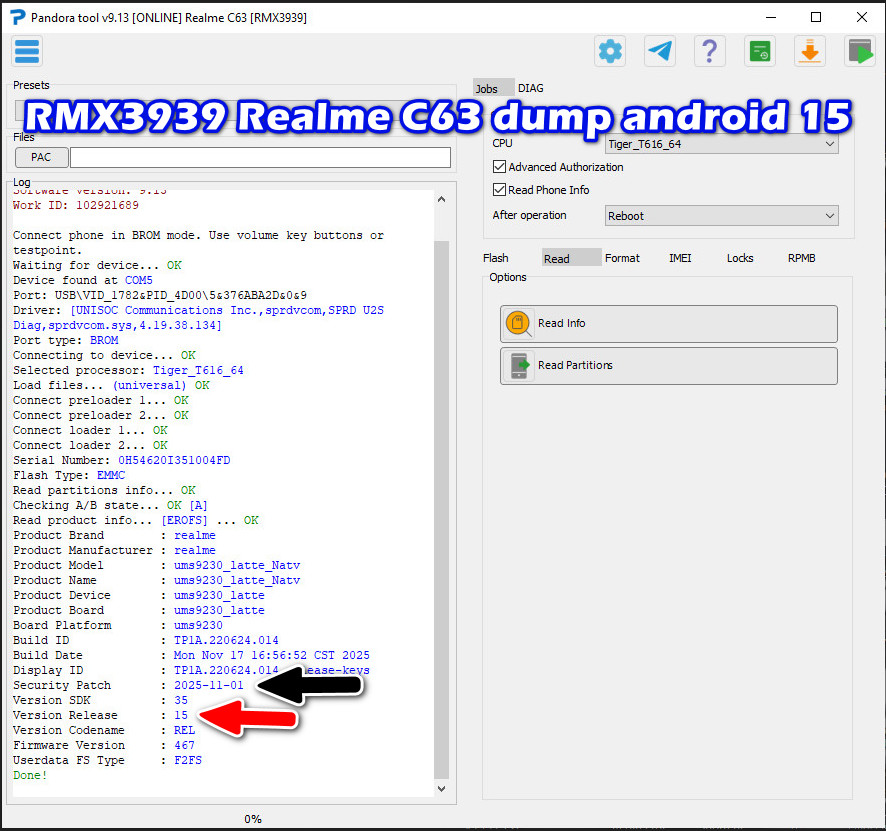 🔥 RMX3939 Realme C63 dump android 15 | fixxxo