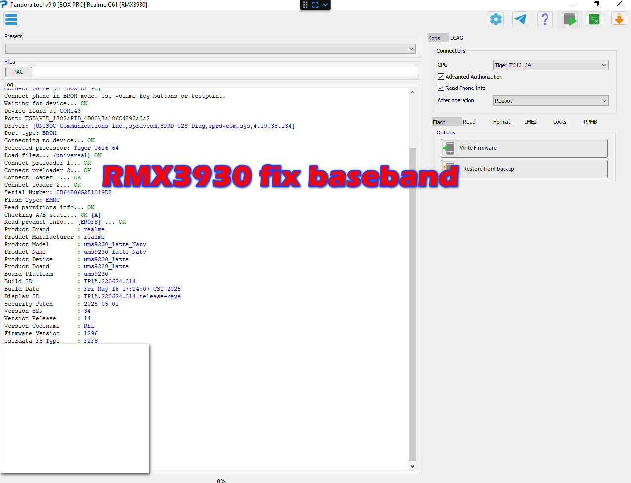 RMX3930 Realme C61 fix baseband & imei