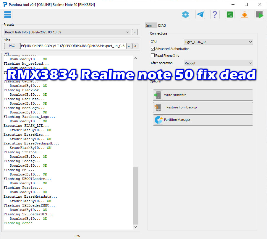RMX3834 Realme note 50 fix dead