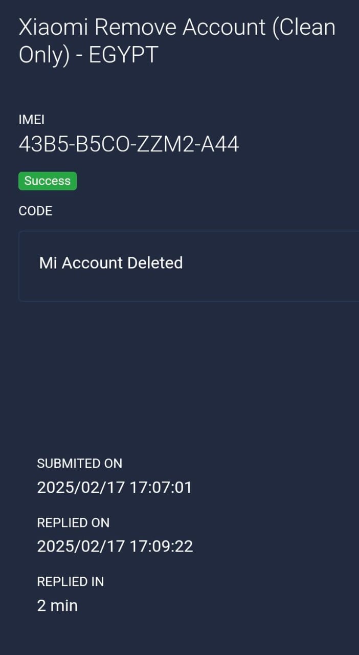 Xiaomi Remove Account (Clean Only) - EGYPT